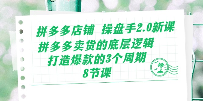 拼多多店铺操盘手2.0新课，拼多多卖货的底层逻辑，打造爆款的3个周期（8节）-桂芽网创