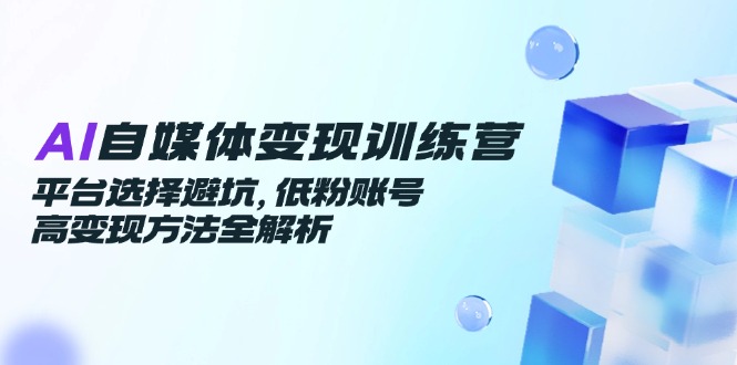 AI自媒体变现训练营，平台选择避坑，低粉账号高变现方法全解析-桂芽网创