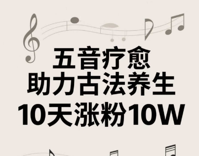 古法五音养生教程，五音疗愈的视频的制作方法，2-4小时就能学会，作者10天涨粉10W-桂芽网创