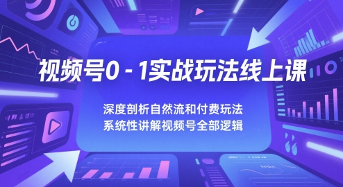 视频号0-1实战玩法线上课，深度剖析自然流和付费玩法，统性讲解视频号全部逻辑-桂芽网创
