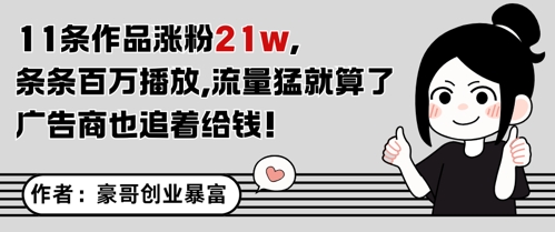 11条作品涨粉21W，条条百W播放，流量猛就算了，广告商也追着给钱-桂芽网创