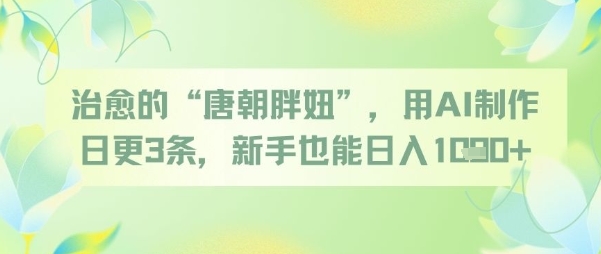 治愈的“唐朝胖妞”，用AI制作日更3条，新手也能日入多张-桂芽网创