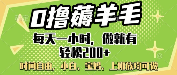 0撸薅羊毛，每天一小时，做就有轻松2张，小白宝妈，上班族均可做-桂芽网创