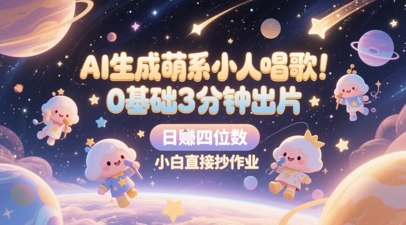 AI生成萌系小人唱歌，0基础3分钟出片，28个作品涨粉8.9W，单条最高19W赞，日入四位数，小白直接抄作业-桂芽网创