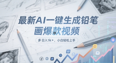 最新AI一键生成铅笔画爆款视频，多平台分发，日 入1k+，小白轻松上手【揭秘】-桂芽网创