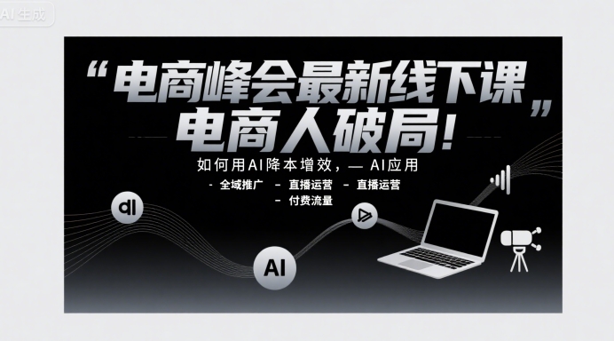 电商峰会最新线下课，电商人破局，如何用AI降本增效，AI应用-全域推广-直播运营-付费流量-桂芽网创