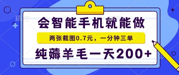 2025年零撸手机项目，二十秒一单，纯薅羊毛，一天200+做就有【揭秘】-桂芽网创