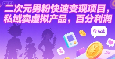 二次元男粉快速变现项目，私域卖虚拟产品，百分利润-桂芽网创