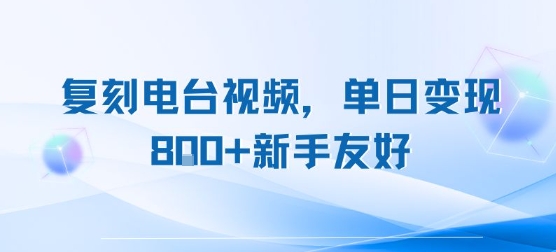复刻电台视频，单日变现8张+新手友好，长期可做-桂芽网创