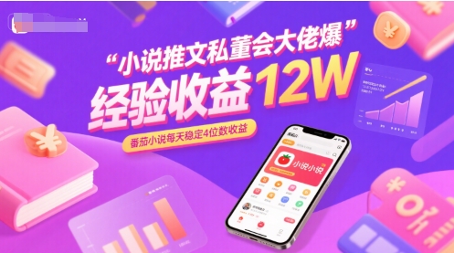 小说推文私董会大佬爆单经验分享收益12W，番茄小说每天稳定4位数收益-桂芽网创