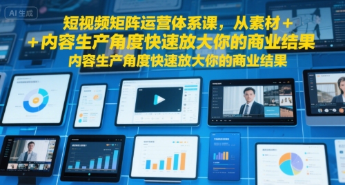 短视频矩阵运营体系课，从素材+内容生产角度快速放大你的商业结果-桂芽网创
