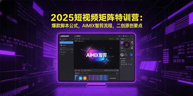 2025短视频矩阵特训营：爆款脚本公式，AIMIX智剪流程，二创原创要点-桂芽网创