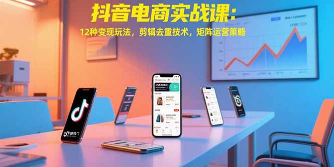 抖音电商实战课：12种变现玩法，剪辑去重技术，矩阵运营策略-桂芽网创