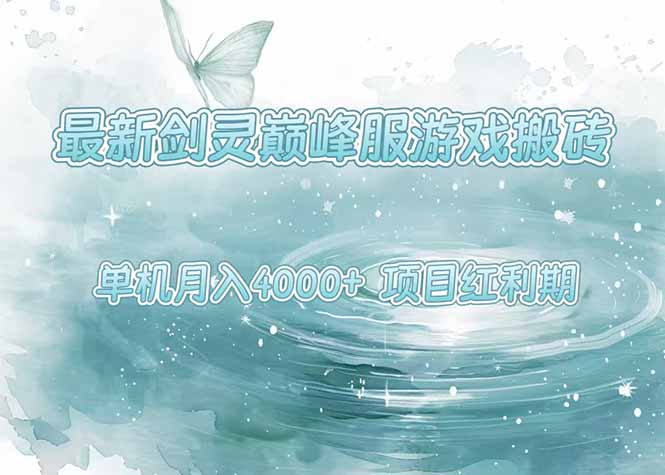 最新剑灵巅峰服游戏搬砖，项目红利期，单机稳定4000+操作简单好上手-桂芽网创
