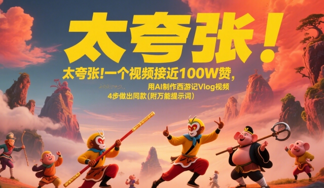 太夸张！一个视频接近100W赞，用AI制作西游记Vlog视频，全流程拆解来了(附万能提示词)-桂芽网创