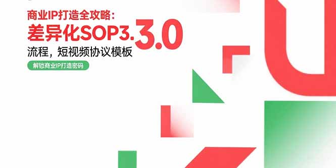 商业IP打造全攻略：差异化SOP3.0流程，短视频协议模板，婚恋项目实战案例-桂芽网创