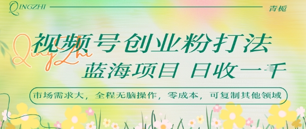 视频号创业粉打法，日入1k，蓝海项目，市场需求大，全程无脑操作，可复制-桂芽网创
