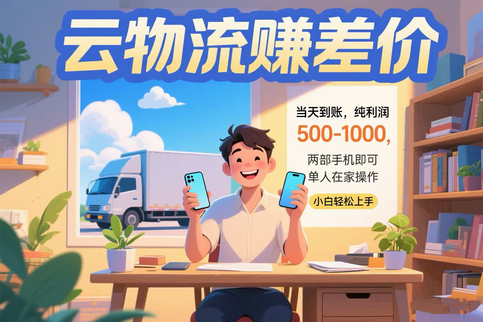 云物流赚差价 当天到账纯利润500-1000 两部手机即可 可单人在家操作 小…-桂芽网创