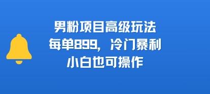 男粉项目高级玩法，每单899，冷门暴利，小白也可操作-桂芽网创