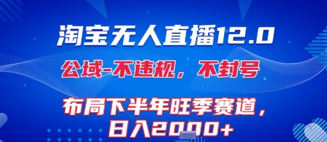 淘宝无人直播12.0，不封号，不违规，布局下半年旺季赛道，日入1k+(独家技术)【揭秘】-桂芽网创