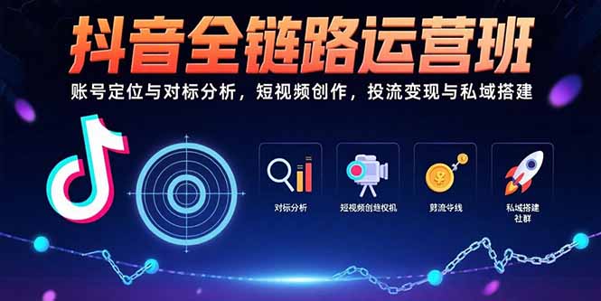 抖音全链路运营班：账号定位与对标分析，短视频创作，投流变现与私域搭建-桂芽网创