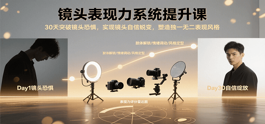 镜头表现力系统提升课，30天突破镜头恐惧实现自信蜕变，塑造独一无二表现风格-桂芽网创