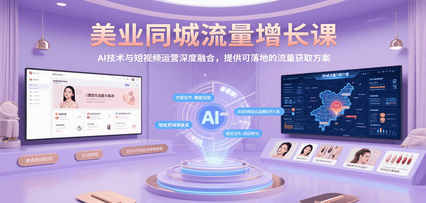美业同城流量增长课，AI技术与短视频运营深度融合，提供可落地的流量获取方案-桂芽网创