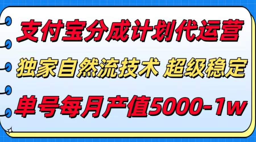 支付宝分成计划代运营，独家自然流技术，收益稳定，单号月产5000＋-桂芽网创