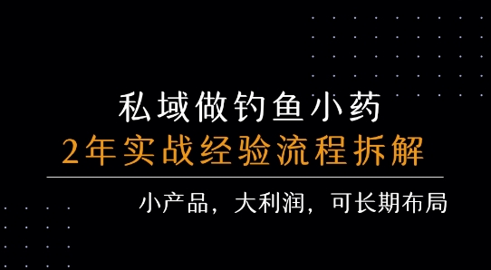 私域做钓鱼小药 每单利润3张+ 详细流程拆解-桂芽网创
