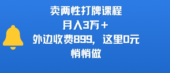 卖两性打牌课程，月入3W+外边收费899的课程，这里0元，悄悄做-桂芽网创