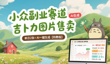 小众副业赛道 吉卜力图片售卖 单日2张+ AI一键生成【附教程】-桂芽网创