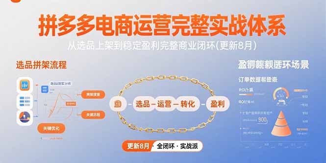 拼多多电商运营完整实战体系，从选品上架到稳定盈利完整商业闭环(更新8月-桂芽网创