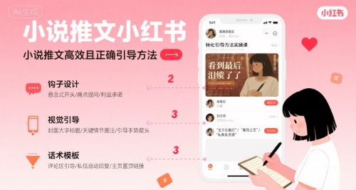 小说推文小红书高转化引导方法实操课，小说推文高效且正确引导方法-桂芽网创