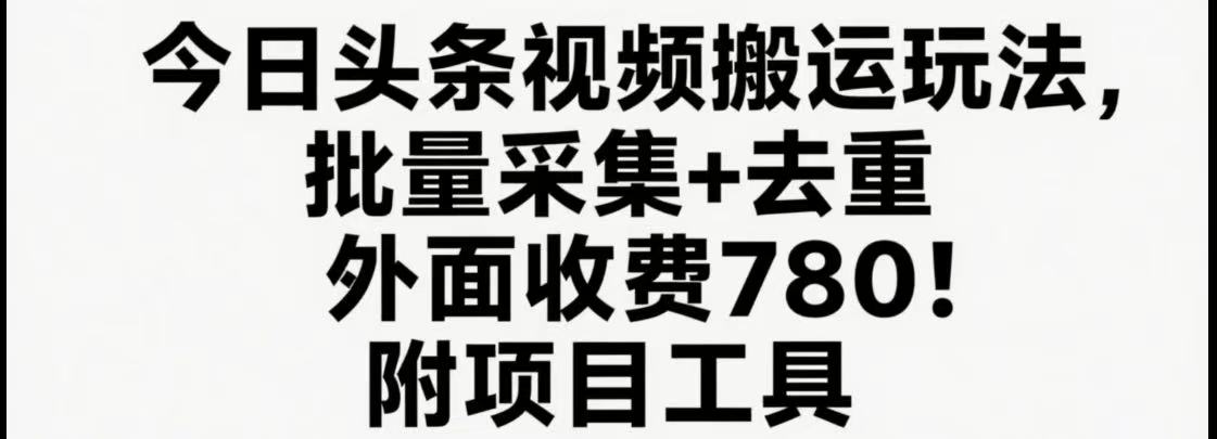 今日头条视频搬运玩法，软件一键去重，轻松日入500+附项目工具-桂芽网创