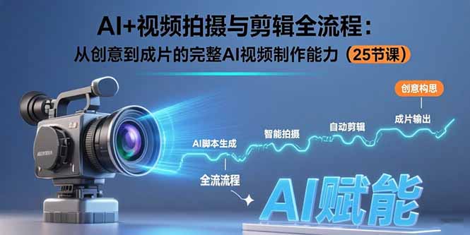 AI+视频拍摄与剪辑全流程：从创意到成片的完整AI视频制作能力(25节课-桂芽网创