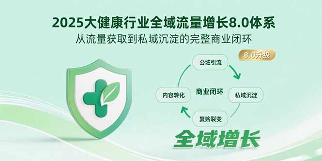 2025大健康行业全域流量增长8.0体系，从流量获取到私域沉淀的完整商业闭环-桂芽网创