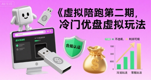 虚拟陪跑第二期，冷门优盘虚拟玩法，不违规，利润可观-桂芽网创
