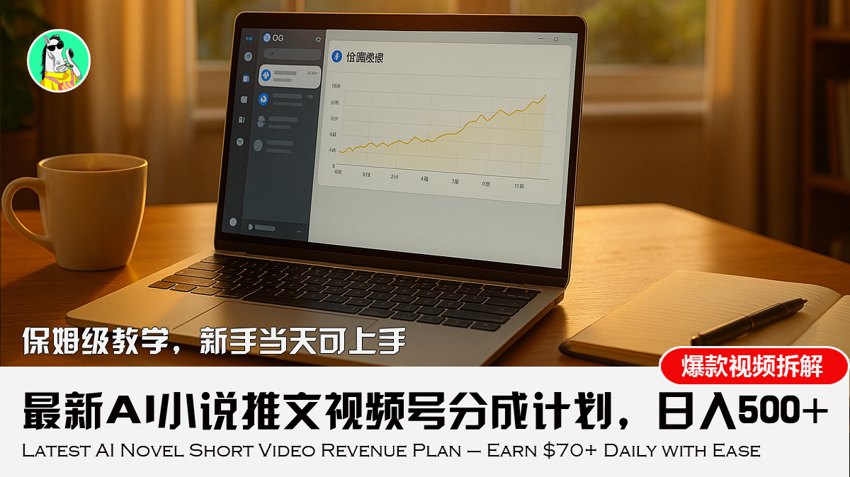 最新AI小说推文视频号分成计划，新手小白也能当天日入500+教程-桂芽网创