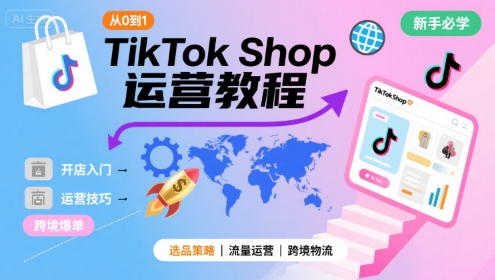TikTok Shop从0到1运营教程，TikTok跨境电商新手必学课程-桂芽网创