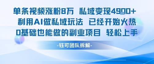 单条视频私域变现4.9k+利用AI做私域玩法 已经开始火热0基础也能做的副业项目轻松上手-桂芽网创