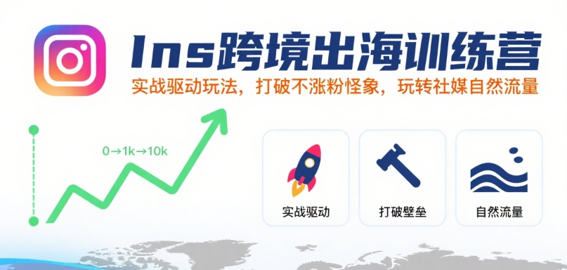Ins跨境出海训练营，实战驱动玩法，打破不涨粉怪象，玩转社媒自然流量-桂芽网创