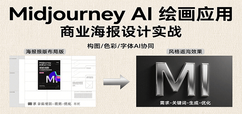 Midjourney AI绘画应用，关键词指令解析、漫画头像制作、海报设计、3D人物生成等-桂芽网创