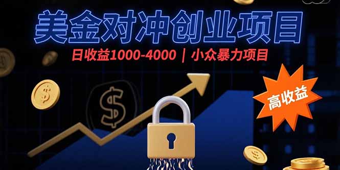 美金对冲创业项目，日收益1000-4000，小众暴力项目-桂芽网创