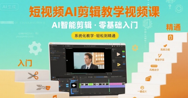 短视频AI剪辑教学视频课，入门到精通-桂芽网创