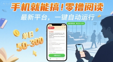 手机就能搞！零撸阅读挂G，最新平台，一键自动运行，随时随地挣，单日50-3张+【揭秘】-桂芽网创