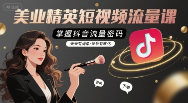 美业精英短视频流量课，掌握抖音流量密码，天天有询单，条条有转化-桂芽网创
