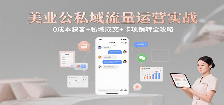 美业公私域流量运营实战：0成本获客+私域成交+卡项销转全攻略-桂芽网创