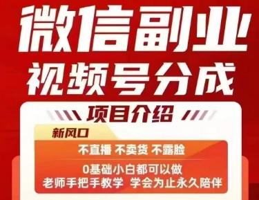 微信副业视频号分成，不直播 不卖货 不露脸，三五分钟即可完成一条作，每日收益几十、几张不等-桂芽网创