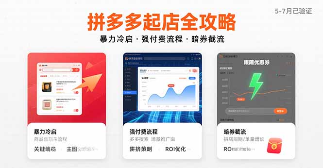 拼多多起店全攻略，暴力冷启，强付费流程，暗券截流，5-7月已验证的方法-桂芽网创