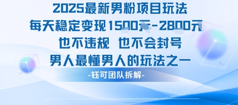 2025最新男粉项目玩法每天变现1k+也不违规也不会封号男人最懂男人的玩法-桂芽网创